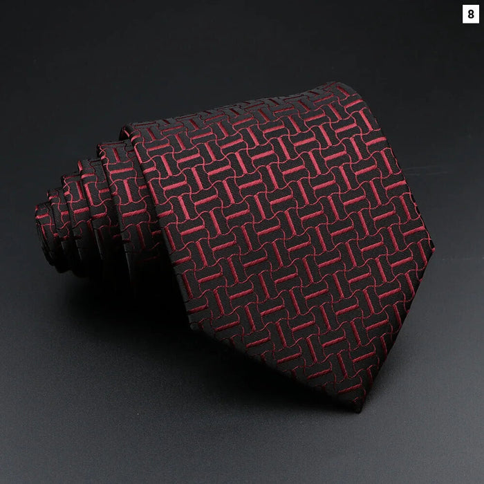 Mens Jacquard Tie 8Cm Striped Paisley Plaid For Business Weddings And Daily Wear