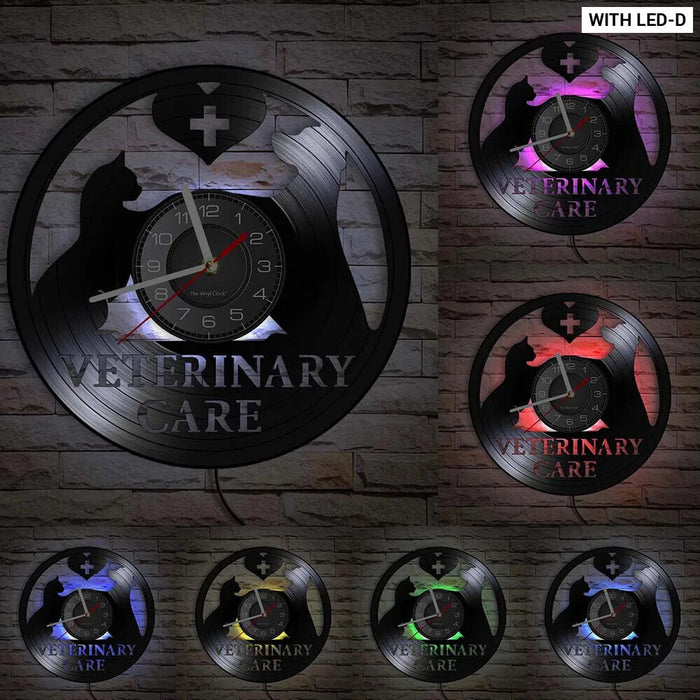 Veterinary Care Vinyl Record Wall Clock