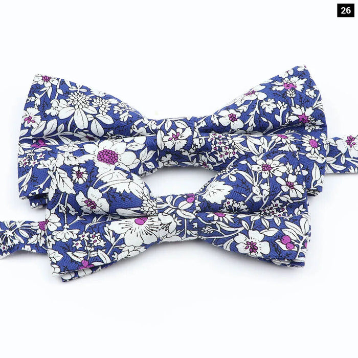 Colourful Floral Bow Ties Fashionable Cotton For Weddings And Parties