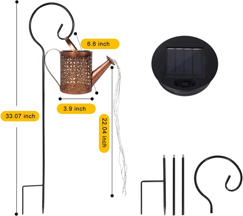 Outdoor Solar Watering Can With Lights