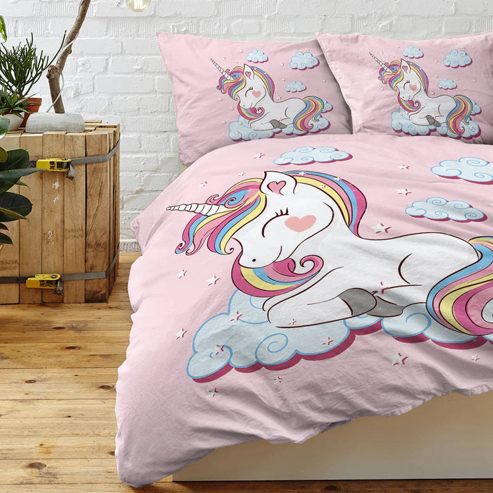 3 Piece Unicorn Bedding Set Duvet Cover With 2 Pillow Shams