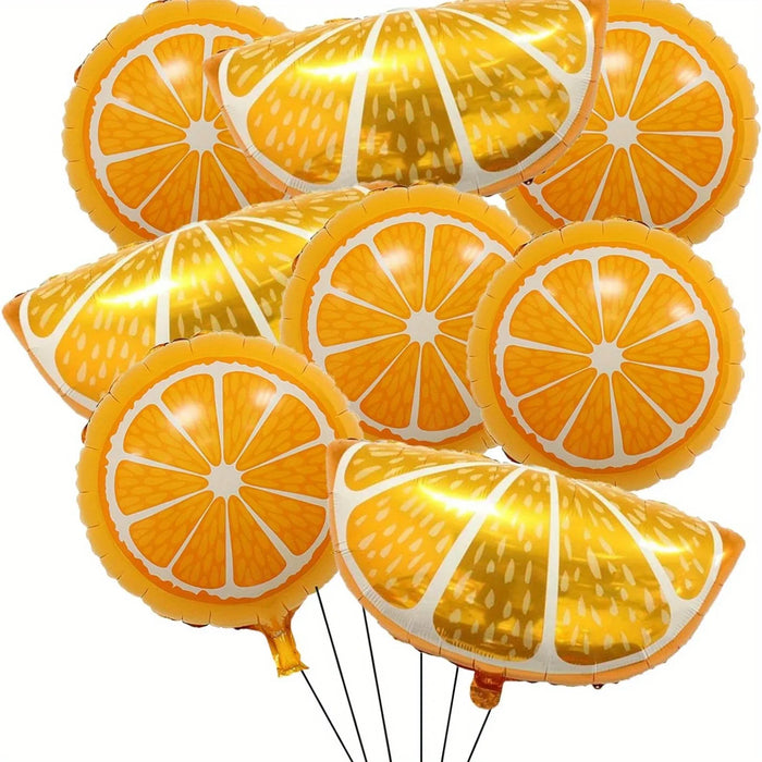 8Pcs Orange Fruit Foil Balloons Party Decoration Birthday Orange Theme Party Wedding Engagement Anniversary Graduation Ceremony