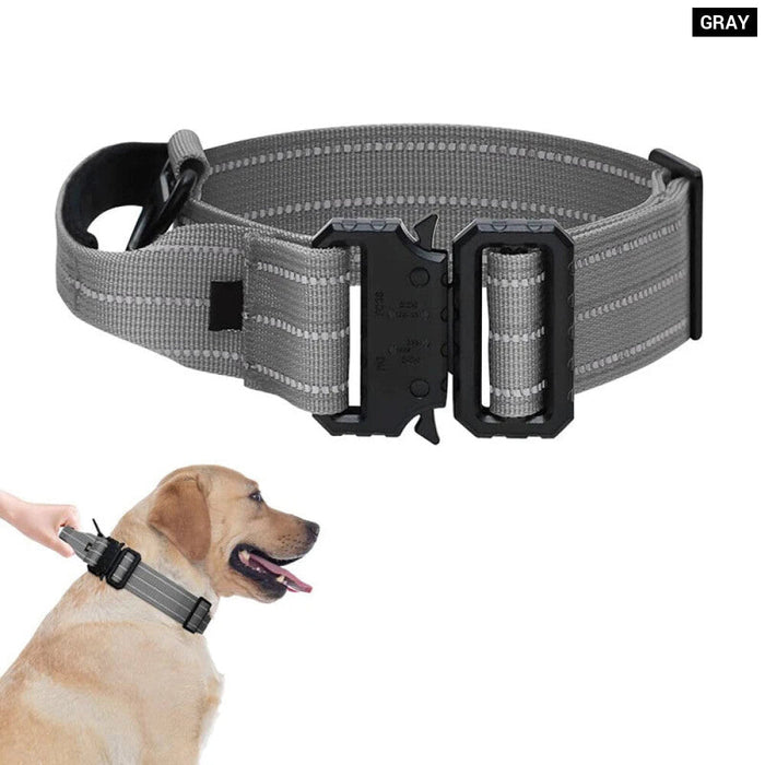 Heavy Duty Tactical Dog Collar Adjustable Military Control Handle