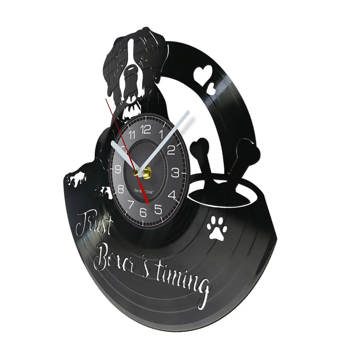 Vinyl Record Boxer Dog Wall Clock