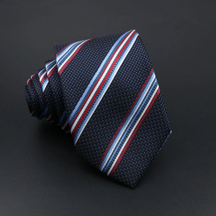 Mens Striped Tie 7Cm Luxury Jacquard Necktie For Business Wedding And Daily Wear