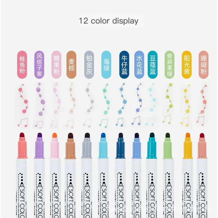 6 Pieces Dual Tip Dot Highlighter Set For Drawing Painting