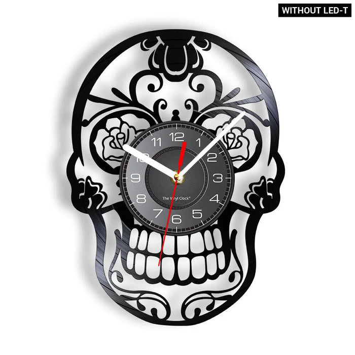 Skull Head Vinyl Record Wall Clock