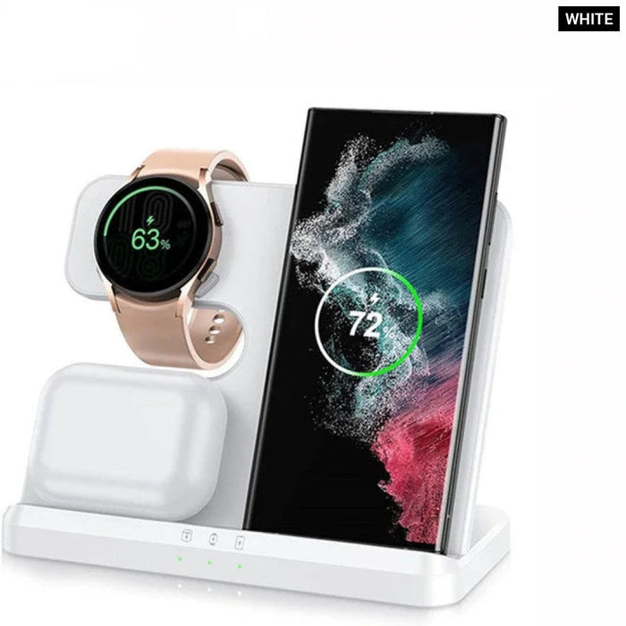 30W 3 In 1 Wireless Qi Fast Charging Dock Station For Samsung S22 S21 S20 Ultra Galaxy Watch 5 4 3 Active 2/1 Buds