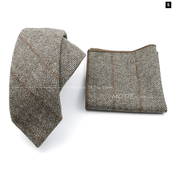 Mens Plaid Wool Tie Set For Business Weddings And Gifts