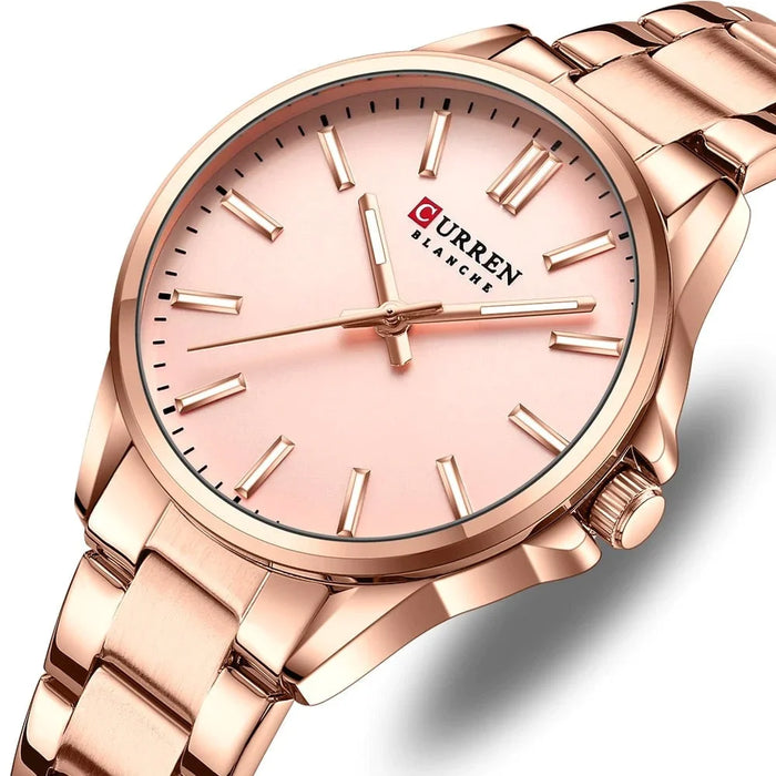 Simple Elegant Stainless Steel Quartz Wristwatches With Luminous Hands For Women