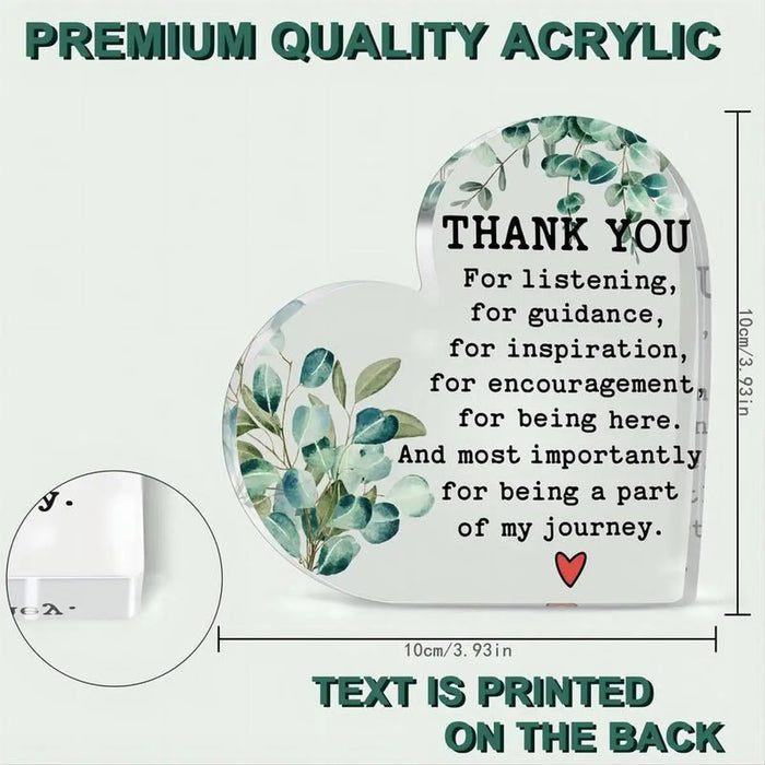 Heart Shaped Acrylic Desk Decor Thank You Gift For Teachers & Friends