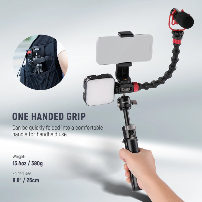 Flexible Mini Tripod With Dual Cold Shoes Ball Head Portable Vlogging Camera Stand