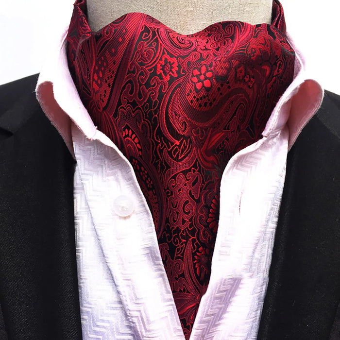 British Gentleman Tie Set Jacquard Paisley Cashew Cravat Ascot Scrunch For Weddings