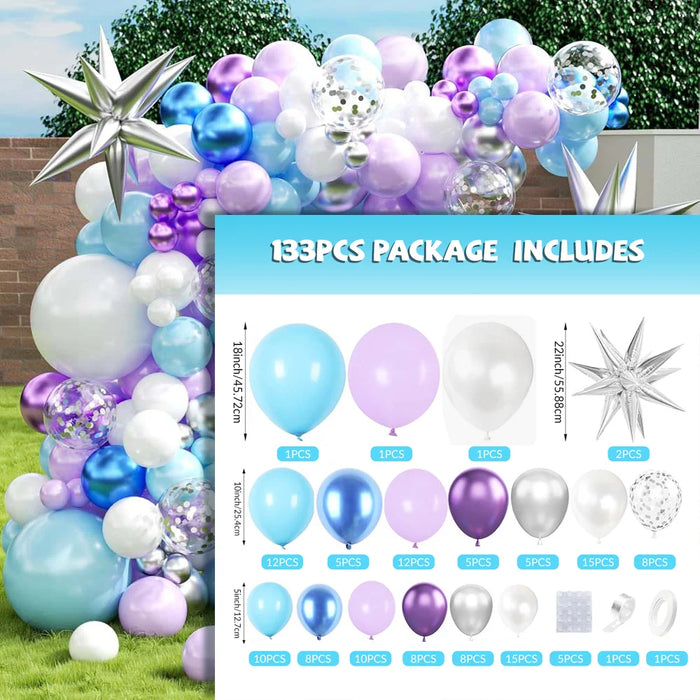 133Pcs Frozen-Themed Balloon Garland Set Suitable For Birthday Parties Winter Event Celebrations And Holiday Celebrations