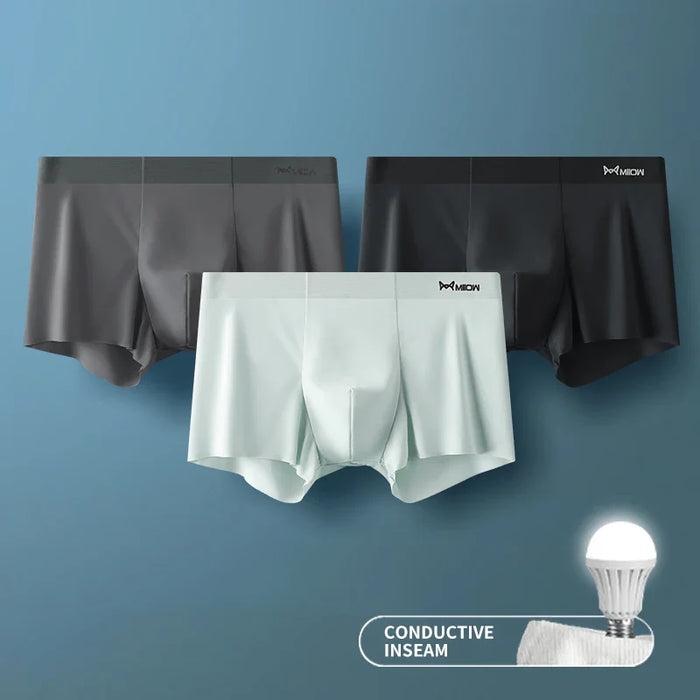 3 Piece Antibacterial Ice Silk Mens Boxer Briefs