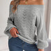 Rose Red Knitted Sweater With Hollow Out Design