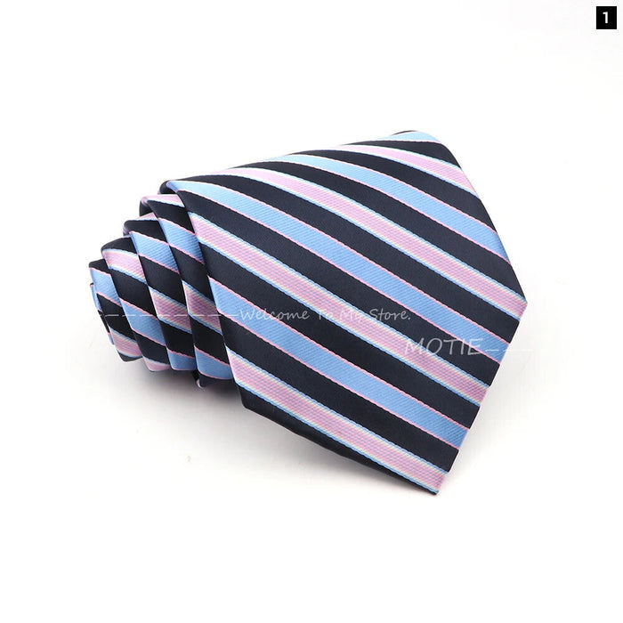 Blue Striped Polyester Tie For Men For Business Weddings And Daily Wear