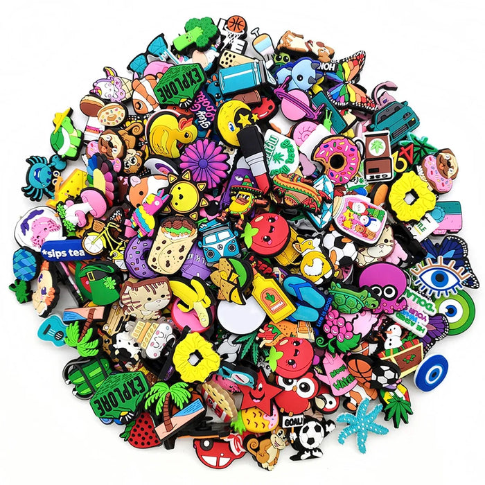 200 Piece Fun Cartoon Shoe Charms 6 For Clogs Slides Sandals