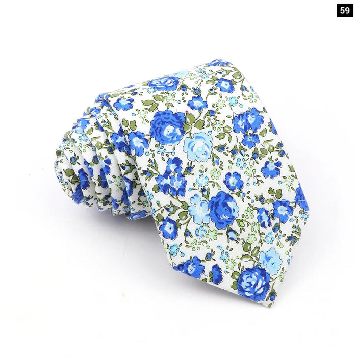 Blue Floral Cotton Ties For Weddings Business And Daily Wear