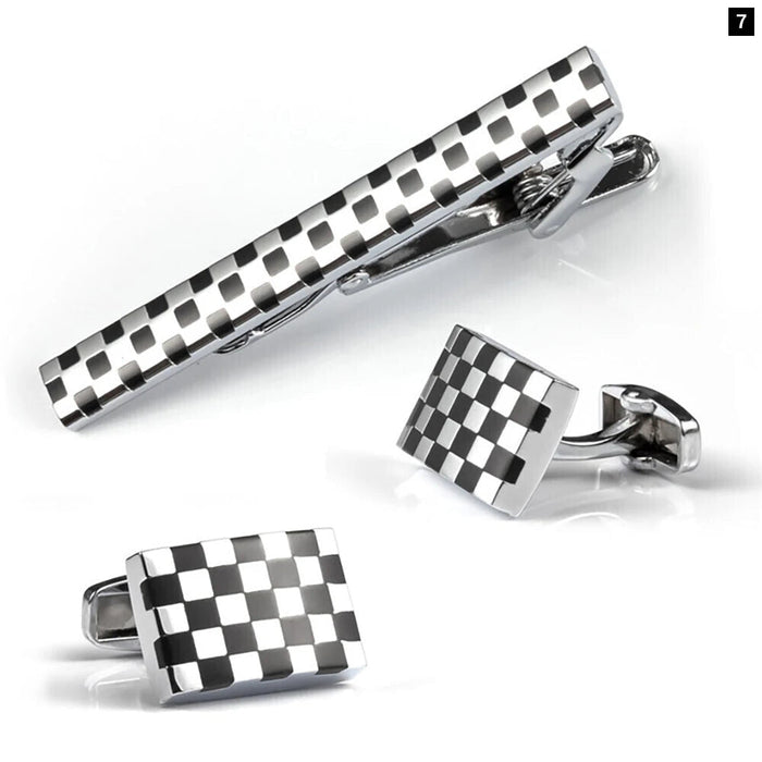 Anchored Style Tie Clip Set With Beard Scissors Pattern Mens Jewelry