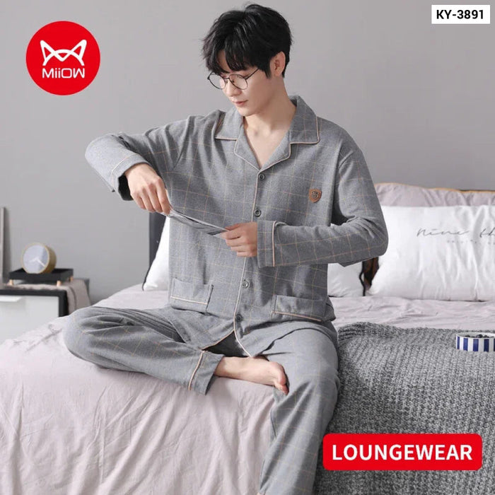 Comfy Cotton Mens Pajamas With Long Sleeves