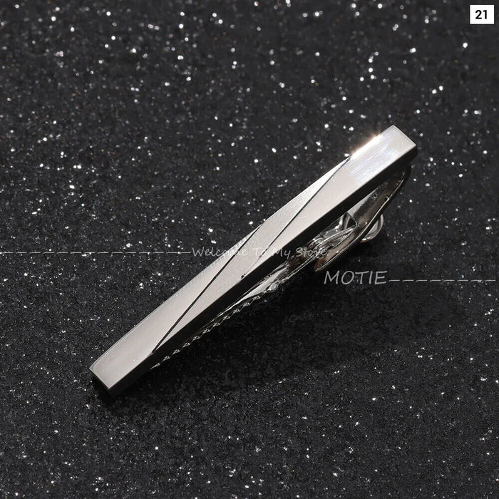 Golden Stripe Metal Necktie Clip Business And Party Accessory