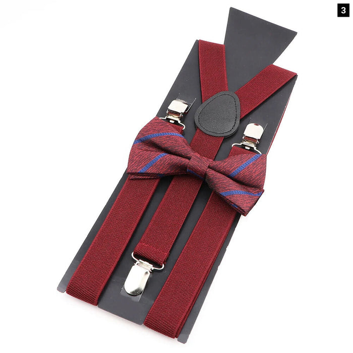 Plaid Bowtie Suspenders Set For Weddings