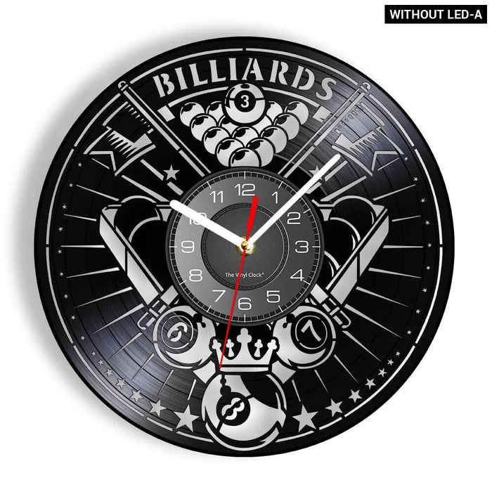 Silent Billiards Vinyl Record Wall Clock