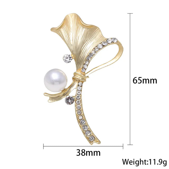 Luxury Jewelry Flower Lapel Pin With Pearl And Rhinestone