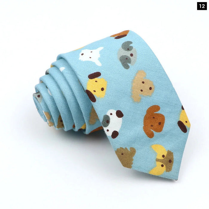 Cartoon Neck Ties For Men Slim Casual Cotton For Weddings And Parties