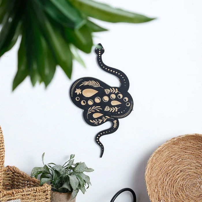 Black Wooden Snake Wall Decor For Home Or Garden