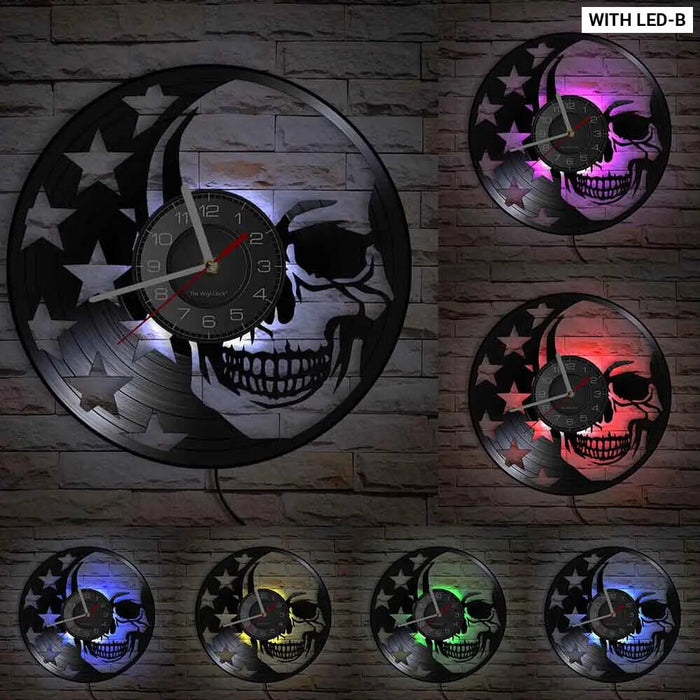 Skull Heads Vinyl Record Wall Clock