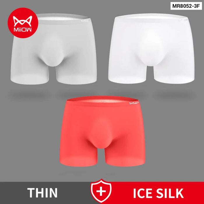 3 Piece Antibacterial Ice Silk Boxer Set For Men