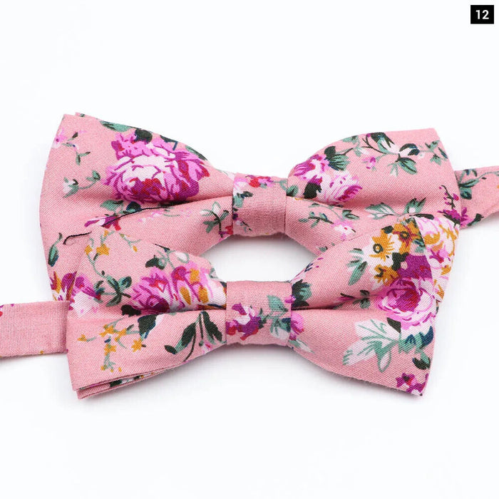 Colourful Floral Bow Ties Fashionable Cotton For Weddings And Parties