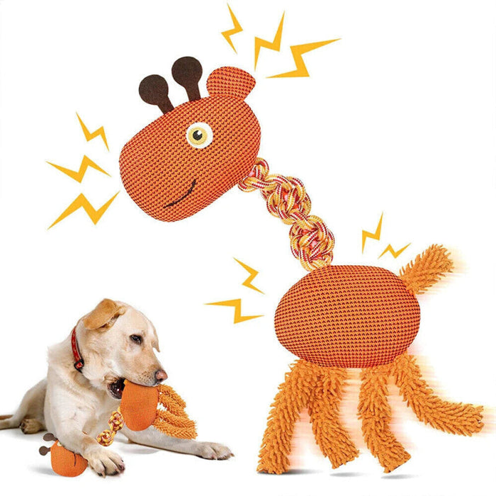 Durable Dog Rope Toy Interactive Squeaky Giraffe