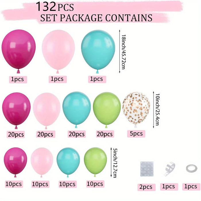 132Pcs Hawaiian Themed Balloon Set Suitable For Pool Barbecue Parties Birthday Anniversaries Adult Party Decorations