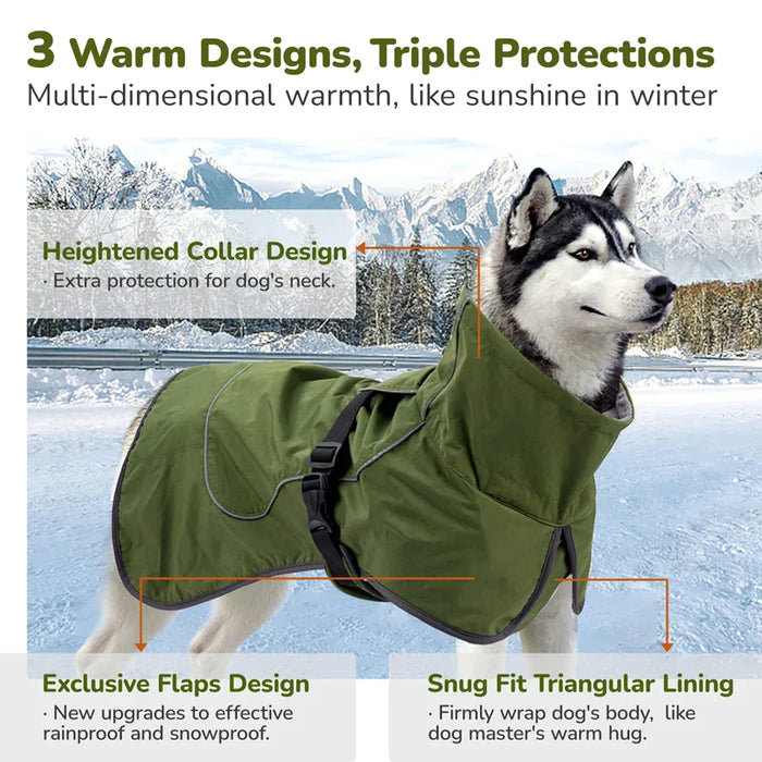 Winter Dog Jacket Waterproof Windproof Reflective