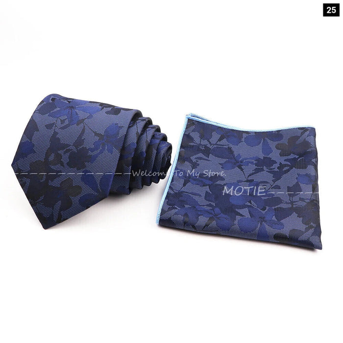 Floral Pocket Square Tie Set For Weddings Parties And Daily Wear