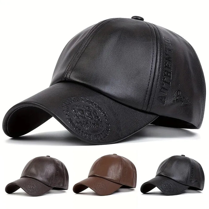 Embossed Pu Leather Baseball Cap / Hat For Outdoor Wear