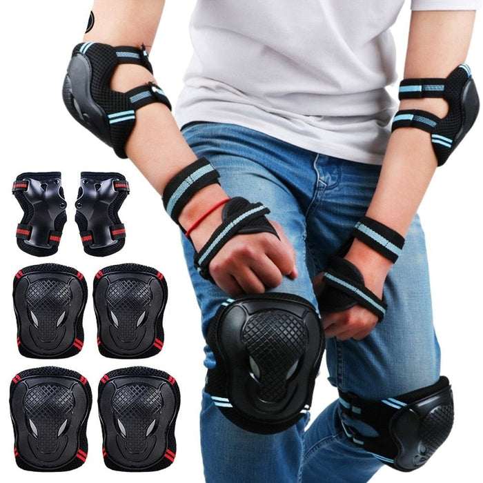 6Pcs/Set Knee Elbow Pads Wrist Guards Protective Gear Set for Roller Skating Skateboarding