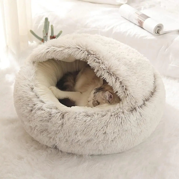 2 In 1 Pet Bed For Small Dogs Plush Round Nest With Cover