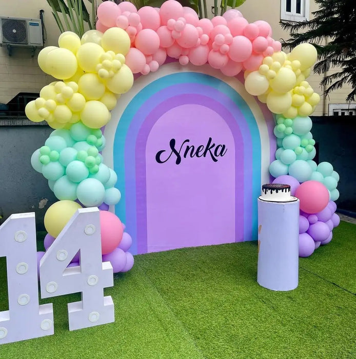 Pink Balloon Wreath Arch Set Macaron Rainbow Ice Cream Party Birthday Theme Decoration Pink Blue White