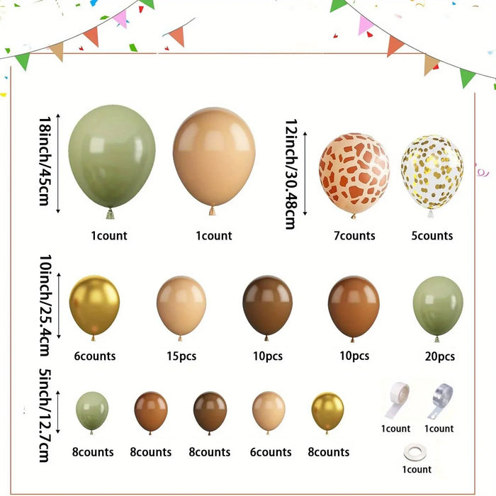 116 Pcs Brown Jungle Balloon Garland Set Suitable For Decorations For Birthday Parties Event Celebrations And Other Scenes