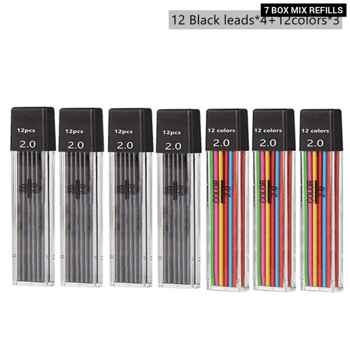 2.0Mm Mechanical Pencil Set With 2B Lead Refill For Writing Sketching And Drawing