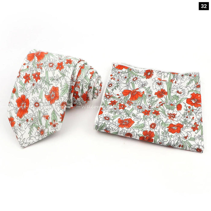 Floral Cotton Tie Set For Parties And Daily Wear