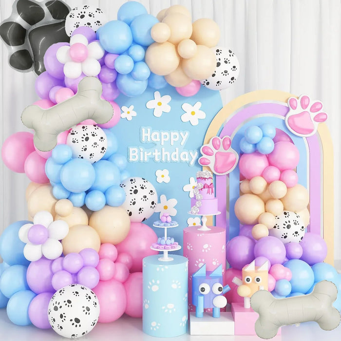 167Pcs Puppy Themed Arch Garland Set Dog Paw Pattern Balloon Suitable For Gender Reveal Birthday And Party Decorations