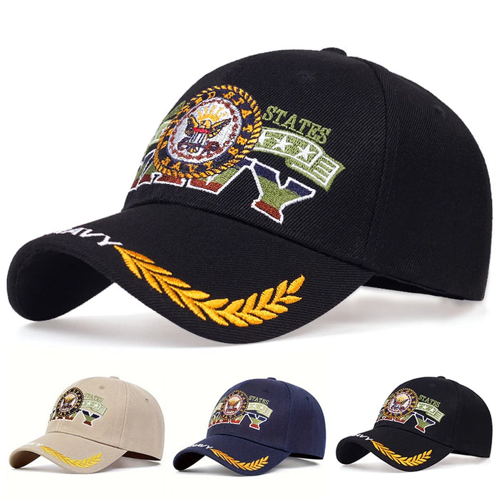 Navy Eagle Embroidered Snapback Cap / Hat For Outdoor Wear