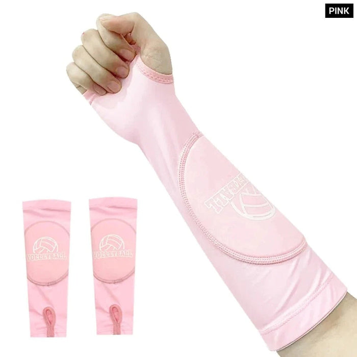 1 Pair Forearm Sleeves With Protection Pads & Thumb Hole For Volleyball