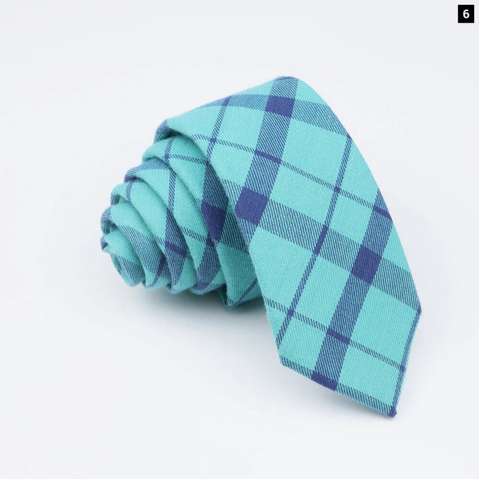 Mens Soft Cotton Striped Plaid Tie Blue Pink Business Wedding Accessory