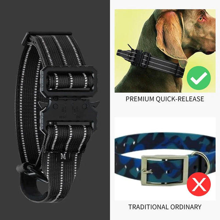 Heavy Duty Tactical Dog Collar Adjustable Military Control Handle